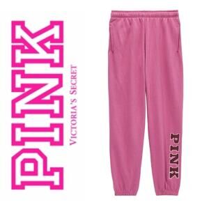 PINK Ivy Fleece Campus Sweatpants Red Violet Small